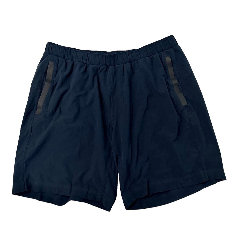 Lululemon Athletica Mens Navy Logo Performance Shorts XL Zip Pockets
